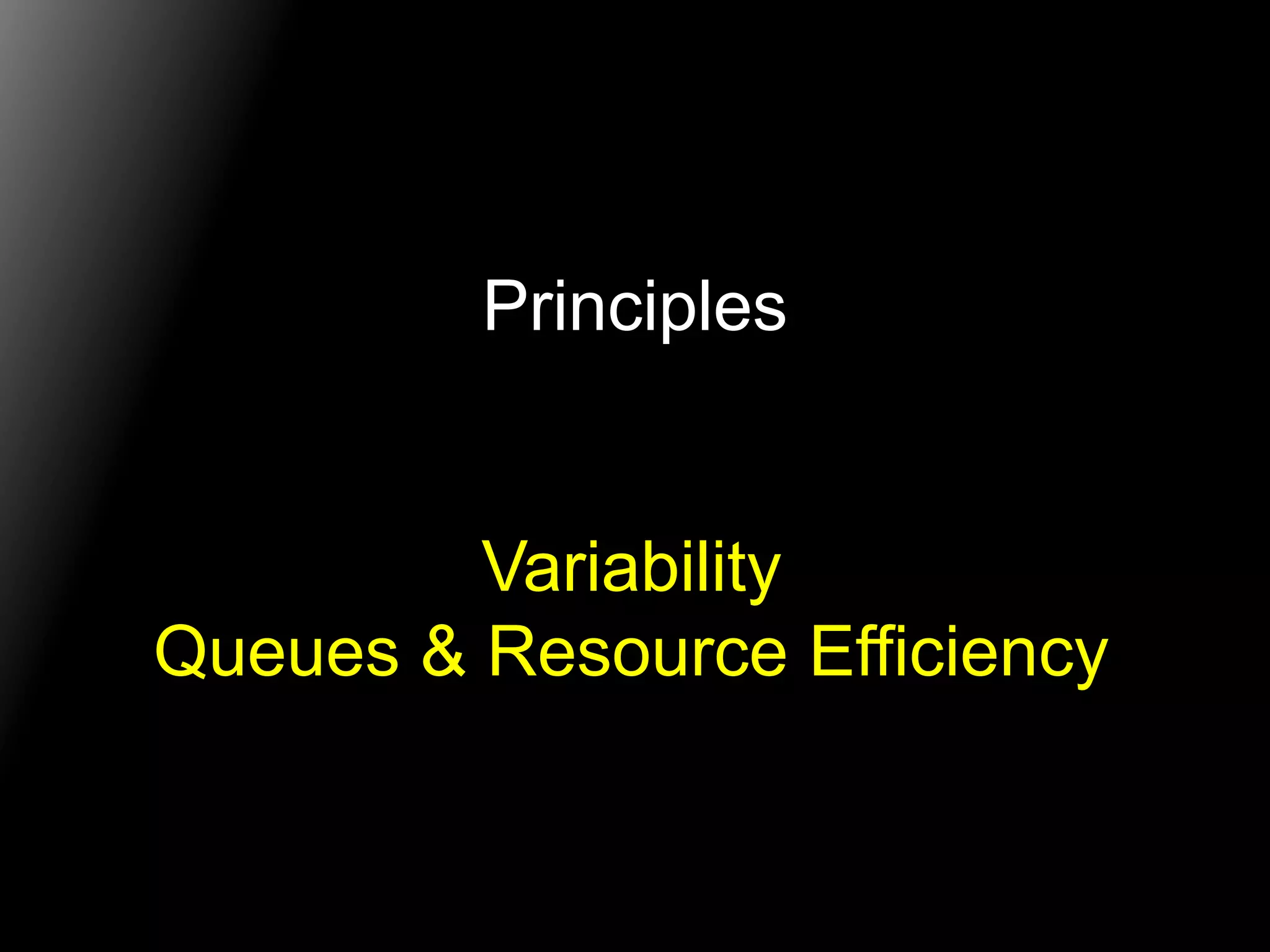 Principles 
Variability 
Queues & Resource Efficiency 
 