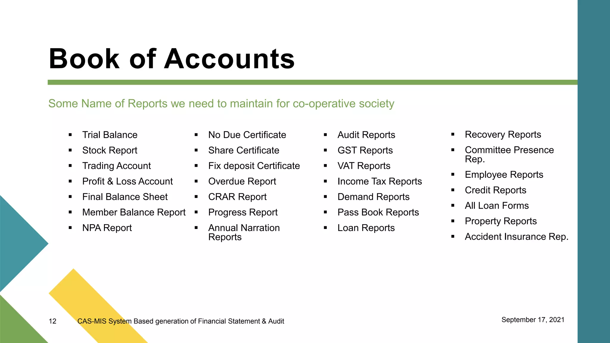 CAS-MIS system based generation of financial statement & Audit | PPSX