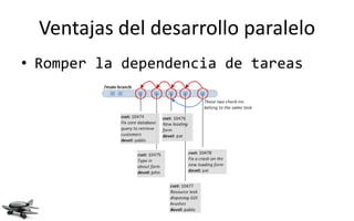 Ventajas del desarrollo paralelo
• Romper la dependencia de tareas
 