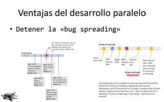 Ventajas del desarrollo paralelo
• Detener la «bug spreading»
 