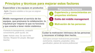 CAS 2013 12
Principios y técnicas para mejorar los factores de productividad
Siguientes factores
4
Experiencia y conocimie...