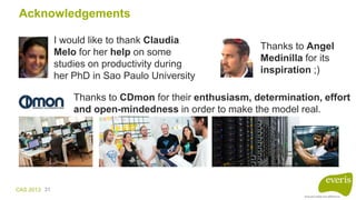 CAS 2013 31
Acknowledgements
I would like to thank Claudia
Melo for her help on some
studies on productivity during
her Ph...
