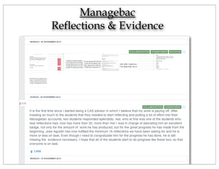 Managebac
Reflections & Evidence
 