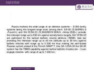 Air Power Conference
London, 18 July 2013

Russia markets the wide range of air defence systems – S-300 family
systems bei...