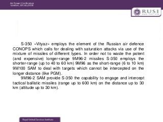 Air Power Conference
London, 18 July 2013

S-350 «Vityaz» employs the element of the Russian air defence
CONOPS which call...