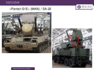 Air Power Conference
London, 18 July 2013

«Pantsir-S1E» (96K6) / SA-22

S-band

 