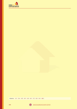 www.acasadoconcurseiro.com.br308
Gabarito: 1. C 2. A 3. D 4. E 5. D 6. E 7. C 8. E 9. E 10. C
 
