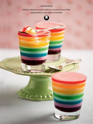 Gelatina colorida em versão moderna: a receita de Cesar Yukio
exige paciência, mas o efeito é irresistível
 