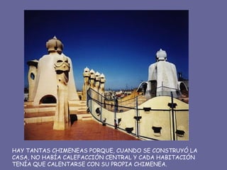 HAY TANTAS CHIMENEAS PORQUE, CUANDO SE CONSTRUYÓ LA CASA, NO HABÍA CALEFACCIÓN CENTRAL Y CADA HABITACIÓN TENÍA QUE CALENTARSE CON SU PROPIA CHIMENEA. 