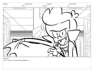 Scene
107
Duration
19:00
Panel
14
Duration
01:00
Dialog
It?s time to booooooogieeeee!!
 