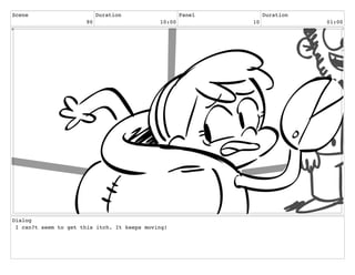 Scene
90
Duration
10:00
Panel
10
Duration
01:00
Dialog
I can?t seem to get this itch. It keeps moving!
 