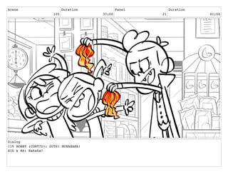 Scene
105
Duration
37:00
Panel
21
Duration
01:00
Dialog
119 BOBBY (CONT?D): GUTS! MUHAHAHA!
SID & RA: Hahaha!
 
