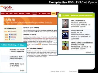 Exemples flux RSS : FNAC et  Opodo 