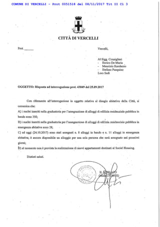 COMUNE DI VERCELLI - Prot 0051518 del 08/11/2017 Tit II Cl 3
 