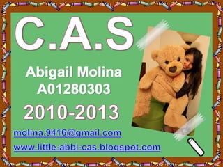 C.A.S Abigail Molina A01280303 2010-2013 molina.9416@gmail.com www.little-abbi-cas.blogspot.com 