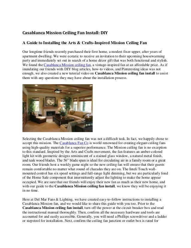 Casablanca Mission Ceiling Fan Install