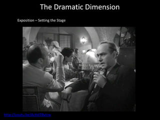 The Dramatic Dimension
Exposition – Setting the Stage
http://youtu.be/ActId7BvIcw
 