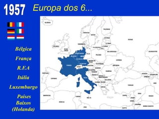 Europa dos 6... 1957Não há futuro no     orgulhosamente sósBélgica FrançaR.F.AItáliaLuxemburgo Países Baixos (Holanda) RDARFA