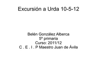 Excursión a Urda 10-5-12



     Belén González Alberca
              5º primaria
            Curso: 2011/12
C . E . I . P Maestro Juan de Ávila
 