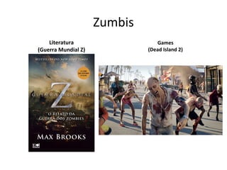 Zumbis
Literatura
(Guerra Mundial Z)
Games
(Dead Island 2)
 