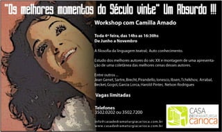 Workshop Teatro Rio: Camilla Amado | Casa de Dramaturgia Carioca 