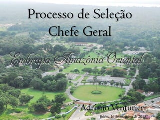 Processo de Seleção
Chefe Geral

Adriano Venturieri
Belém, 16 de setembro de 2013

 