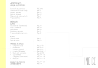 INDICE
ANTECEDENTES
ANALISIS DEL TERRITORIO
Ecosistema de pertenencia
Delimitación del área de trabajo
Objetivos generales...