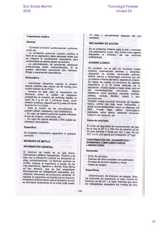 Dra. Estela Martin Toxicología Forense
2012 Unidad IV
13
 