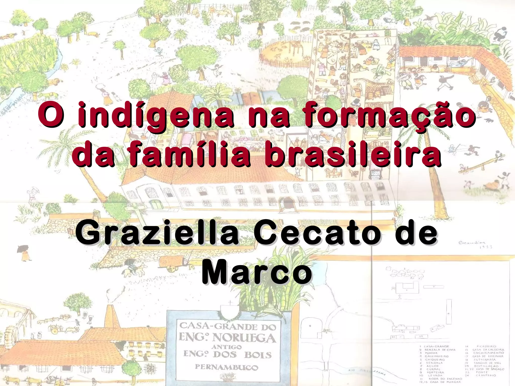O indígena na formaçãoO indígena na formação
da família brasileirada família brasileira
Graziella Cecato deGraziella Cecato de
MarcoMarco
 