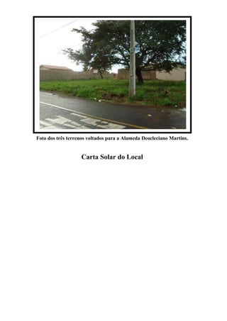 Foto dos três terrenos voltados para a Alameda Deocleciano Martins.


                   Carta Solar do Local
 