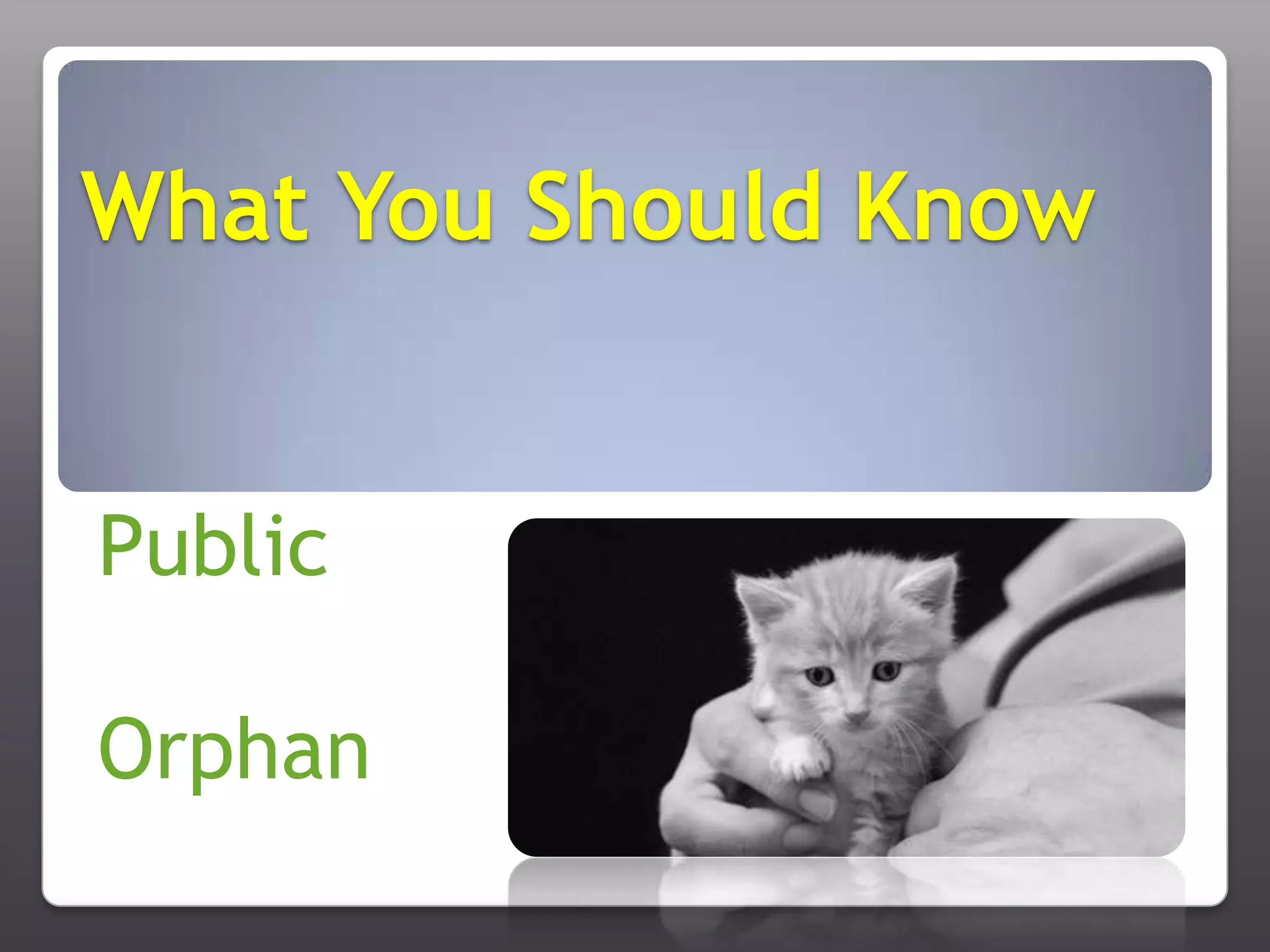 What You Should KnowPublicOrphan