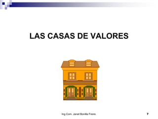 LAS CASAS DE VALORES




      Ing.Com. Janet Bonilla Freire.   7
 