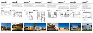 A Treehouse Spot oferece um estúdio T1 com um
total de 22 m2 de área coberta, com um quarto, uma
casa de banho, uma sala de estar e uma kitchenette e
uma área exterior (opcional).
Um pequeno refúgio no campo, na praia ou no jardim!
Pode ser adaptado para pequenos alojamentos
de férias, com baixos custos de instalação e
manutenção.
PREÇO desde
€ 24.300 + IVA
A Treehouse SW T1 tem um total de 37,50 m2 com um
quarto, sala, casa de banho, kitchenette e pátio exterior
sobre deck.
O acabamento exterior da fachada ventilada pode
manter-se ao tom natural da madeira, ou pode incluir uma
velatura pigmentada (opcional).
PREÇO desde
€ 37.500 + IVA
A Treehouse SW T2 tem um total de 56,30 m2 com dois
quartos, sala, casa de banho, kitchenette e pátio exterior
sobre deck.
O acabamento exterior da fachada ventilada pode
manter-se ao tom natural da madeira, ou pode incluir uma
velatura pigmentada (opcional).
PREÇO desde
€ 48.500 + IVA
A Treehouse SW T3 tem um total de 75 m2 com três
quartos, sala, casa de banho, kitchenette e pátio exterior
sobre deck.
O acabamento exterior da fachada ventilada pode
manter-se ao tom natural da madeira, ou pode incluir uma
velatura pigmentada (opcional).
PREÇO desde
€ 64.250 + IVA
A casa modular Treehouse foi desenvolvida a partir de um
conceito inovador, que permite aliar design, modularidade,
rapidez e sustentabilidade.
A construção da Treehouse é concebida módulo a
módulo, com uma dimensão standard de 22 m2. Existem
combinações de tipologias pré-definidas que permitem
uma adaptação fácil aos desejos de cada Cliente, seja em
habitações unifamiliares ou em projetos integrados de
grande dimensão.
PREÇO desde
€ 81.900 + IVA
Baseada no sistema de construção modular Treehouse,
a Treehouse Riga surge adaptada a uma nova tipologia
mais compacta e flexível, procurando dar resposta à
procura de habitações de área reduzida, tanto para
alojamento privado como para hotelaria e turismo.
Uma casa modular de estilo minimalista, com um
excelente desempenho energético e de baixo custo.
PREÇO desde
€ 67.300 + IVA
Baseada no sistema de construção modular Treehouse,
a Treehouse Douro surge adaptada a uma nova tipologia
mais ampla, flexível e luminosa, procurando dar resposta
à procura de habitações que convivam em perfeita
harmonia com a natureza envolvente.
Um conceito inovador, que permite aliar design,
modularidade, rapidez e sustentabilidade oferecendo
habitações de grandes dimensões..
PREÇO desde
€ 101.700 + IVA
Com um design de linhas simples e minimalistas,
a nova Treehouse Office Pod oferece novas
possibilidades para profissionais liberais, empresas
ou simplesmente para quem procura um espaço
único para dar asas ao seu talento.
Um estúdio amplo, adaptável e eficiente disponível
em duas versões – 12m2 e 17m2, que garante níveis
de conforto elevado com um orçamento reduzido.
PREÇO desde
€ 12.950 + IVA
 