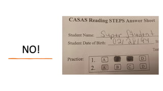 Casas Etests Example Question Rules for CASAS testing for ESL placement | PPTX