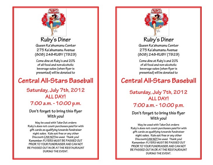 Central AllStars Baseball Fundraiser Flyer
