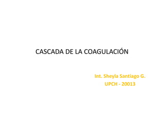 CASCADA DE LA COAGULACIÓN
Int. Sheyla Santiago G.
UPCH - 20013

 