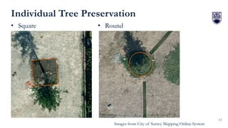 13
Individual Tree Preservation
Images from City of Surrey Mapping Online System
• Square • Round
 