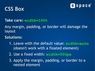 The Cascade Calculating specificity: 1. Inline styles (highest specificity) 2. Count ID selectors 3. Count class selectors  ( .test ), attribute selectors   ( [type="submit"] ), and pseudo-classes ( :hover ) 4. Count element type selectors ( div ) and    pseudo-elements ( :first-letter ) 
