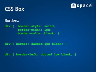 The Cascade The process of the cascade: 1. For a given property, find all declarations that apply to a specific element. (user agent, author, user-defined). 2. Sort according to levels of importance and origins. 3. Sort declarations with the same level of importance and origin by selector specificity. 4. If declarations have the same level of importance, origin, and specificity, sort them by the order in which they’re specified 