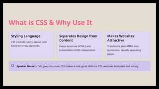 Comprehensive Guide to CSS for Modern Web Design and Styling | PPTX