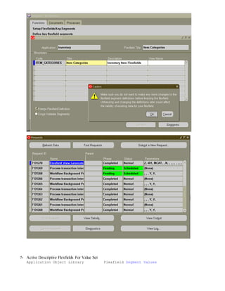 7- Active Descriptive Flexfields For Value Set
Application Object Library Flexfield Segment Values
 