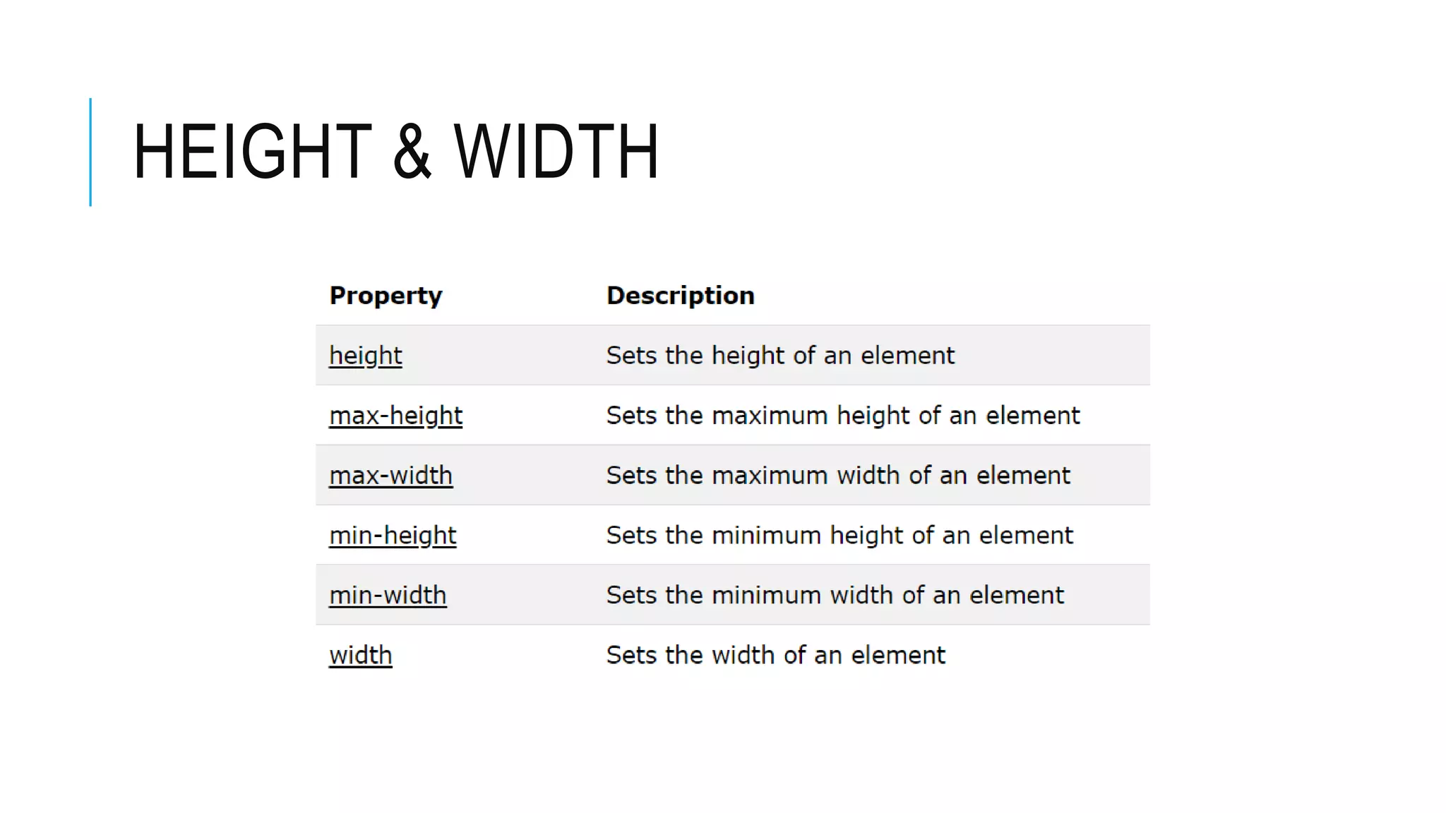 HEIGHT & WIDTH
 