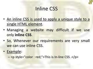 Cascading style sheet an introduction | PPT