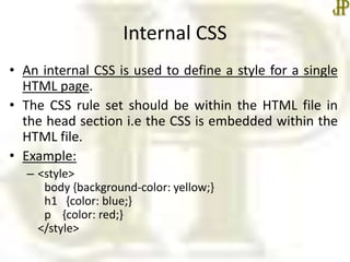 Cascading style sheet an introduction | PPT