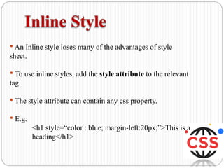 Cascading style sheets (CSS) | PPTX | Web Design and HTML | Internet