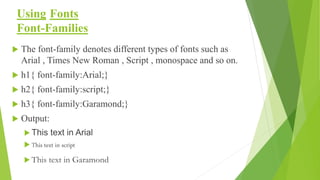 Css Fonts Overview Cascading style sheets (CSS-Web Technology) | PPTX