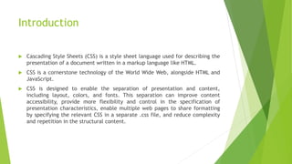 Cascading style sheets (CSS-Web Technology) | PPTX