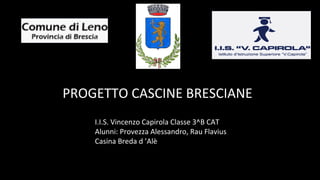 PROGETTO CASCINE BRESCIANE
I.I.S. Vincenzo Capirola Classe 3^B CAT
Alunni: Provezza Alessandro, Rau Flavius
Casina Breda d ’Alè
 
