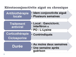 Kérotoconjonctivite aiguë ou chronique
 