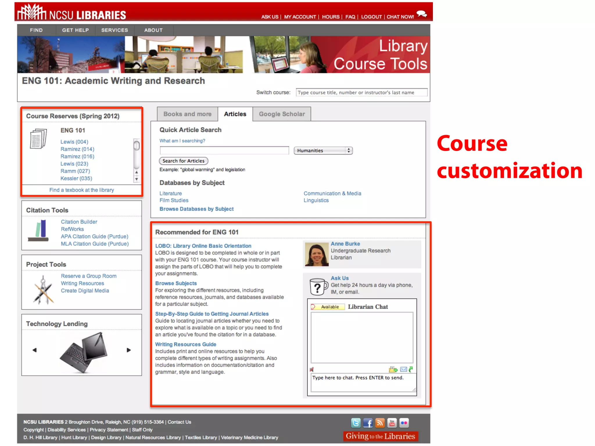 Course
customization
 